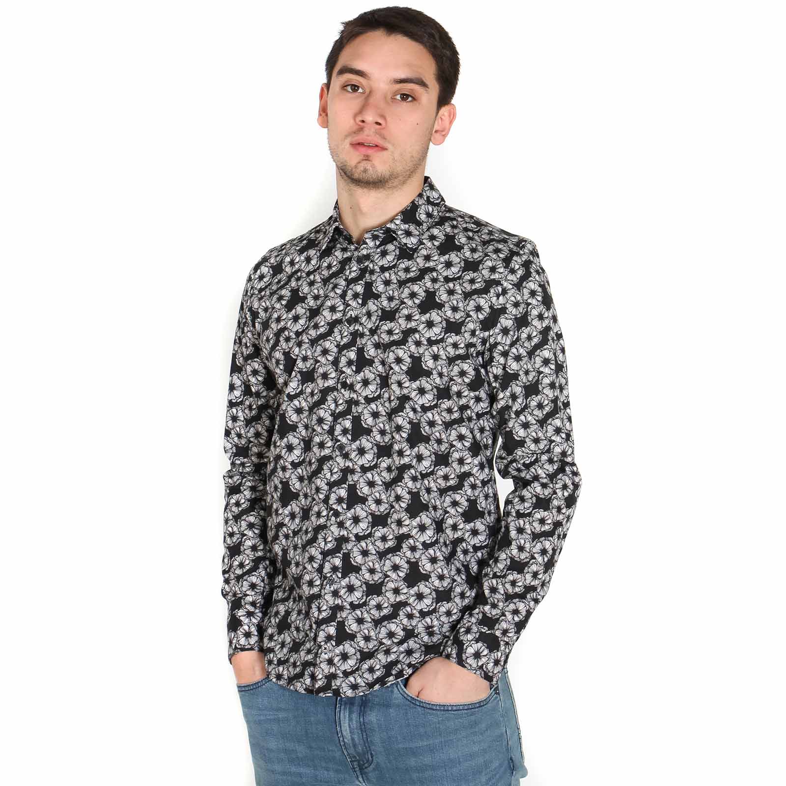 Tue VX AOP Shirt black cosmos Samsoe Samsoe