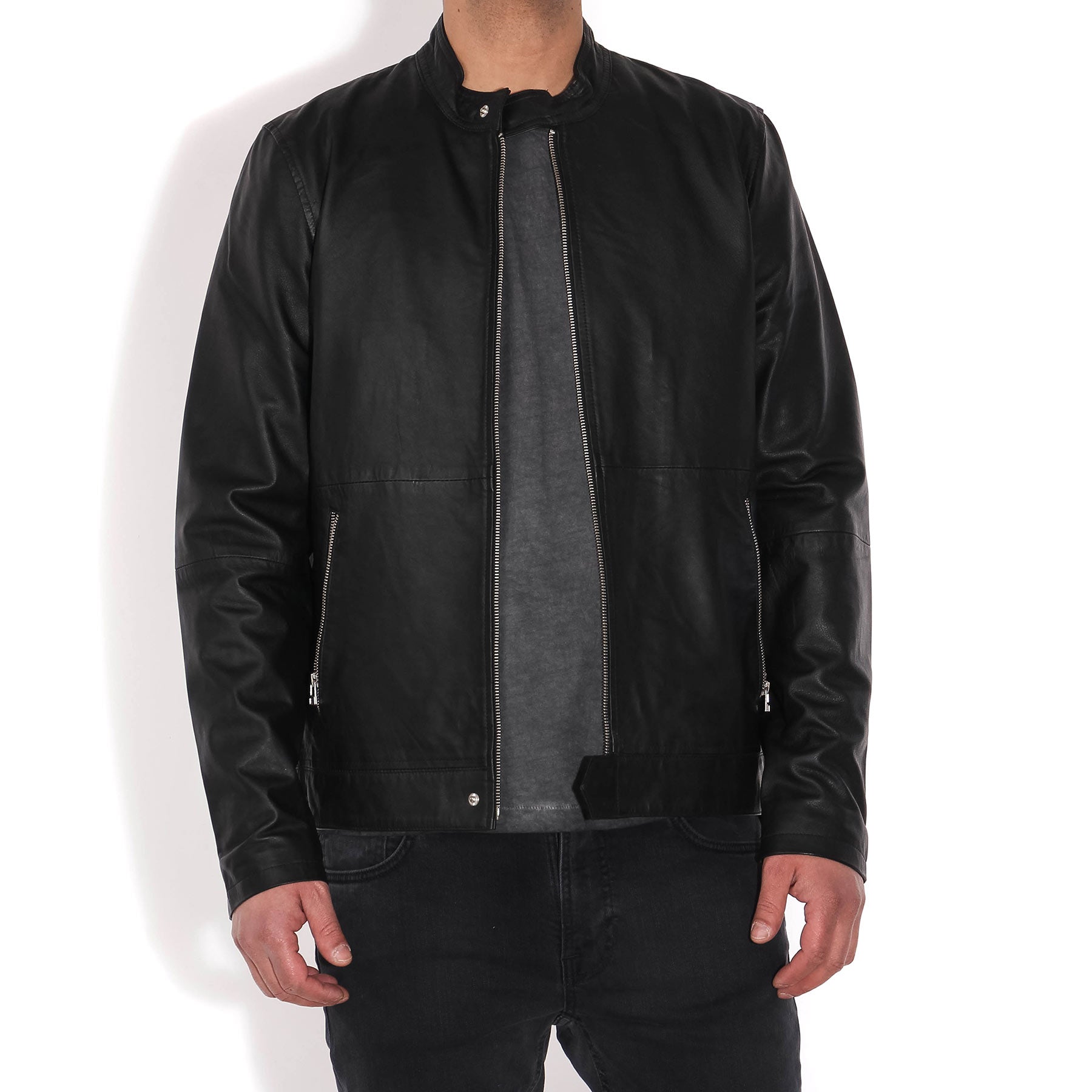 Esteban Leather Jacket black SUIT