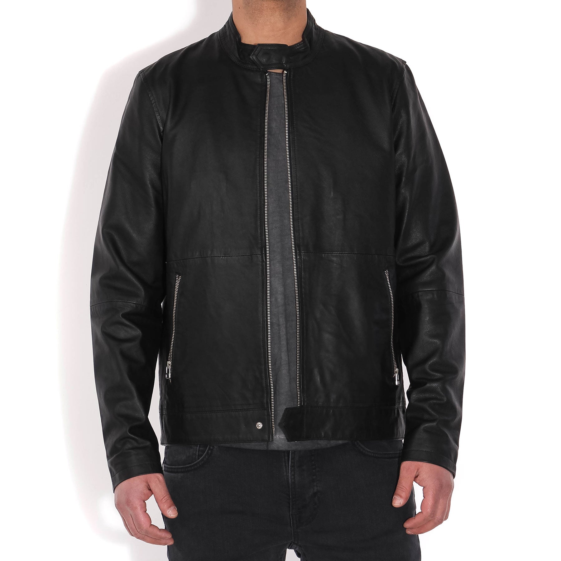 Esteban Leather Jacket black SUIT
