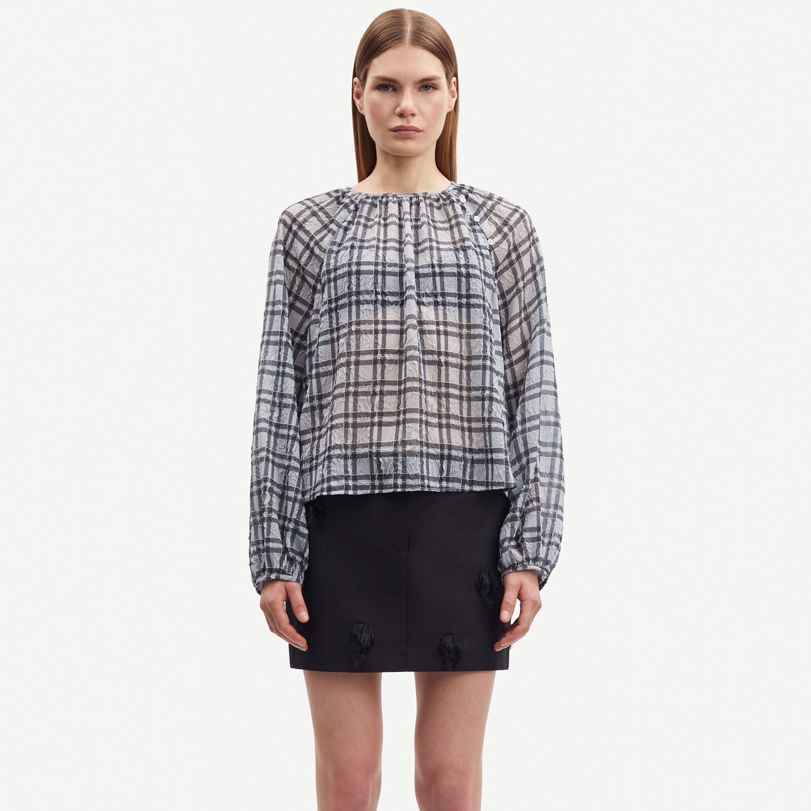 Savira Blouse 15462 blue iron check