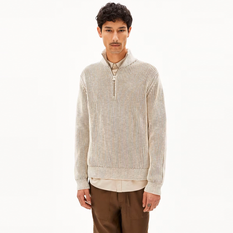 Maatey Half Zip Jumper oatmilk-dried moss