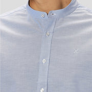 Oxford Mandarin Collar Stretch Shirt light blue