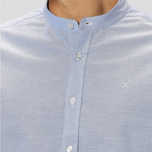 Oxford Mandarin Collar Stretch Shirt light blue