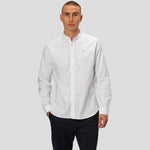 Oxford Mandarin Collar Stretch Shirt white