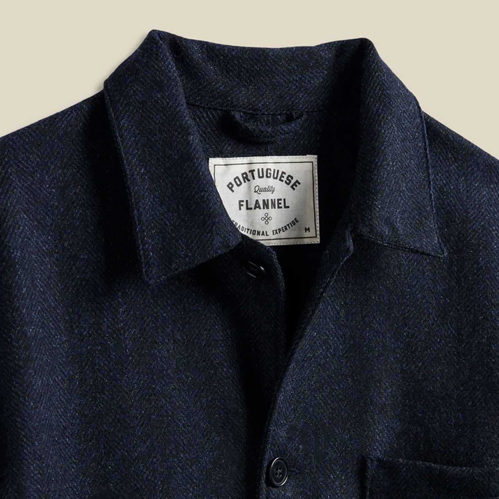 Labura Herringbone Wool Overshirt navy