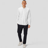 Oxford Mandarin Collar Stretch Shirt white