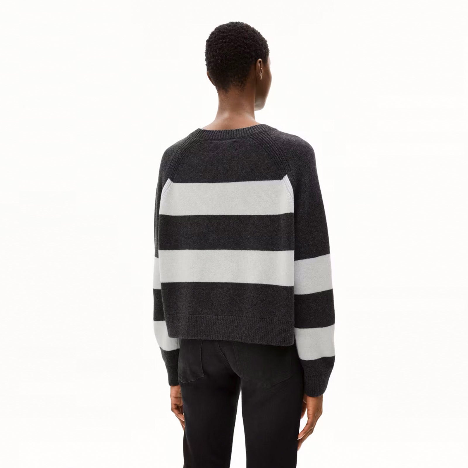 Diliriaa Stripes Jumper steel melange-oatmilk