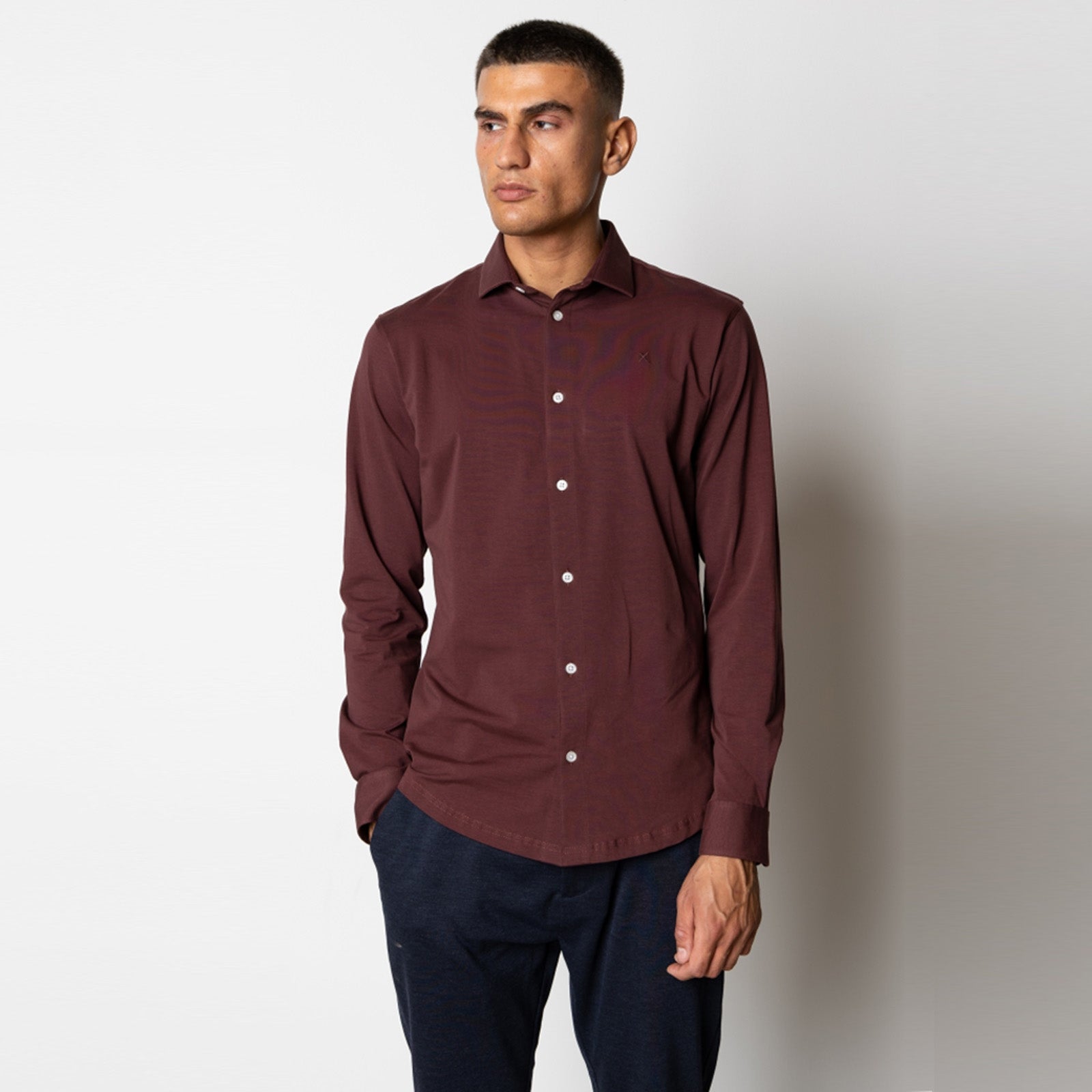 Clean Formal Stretch Shirt dark plum