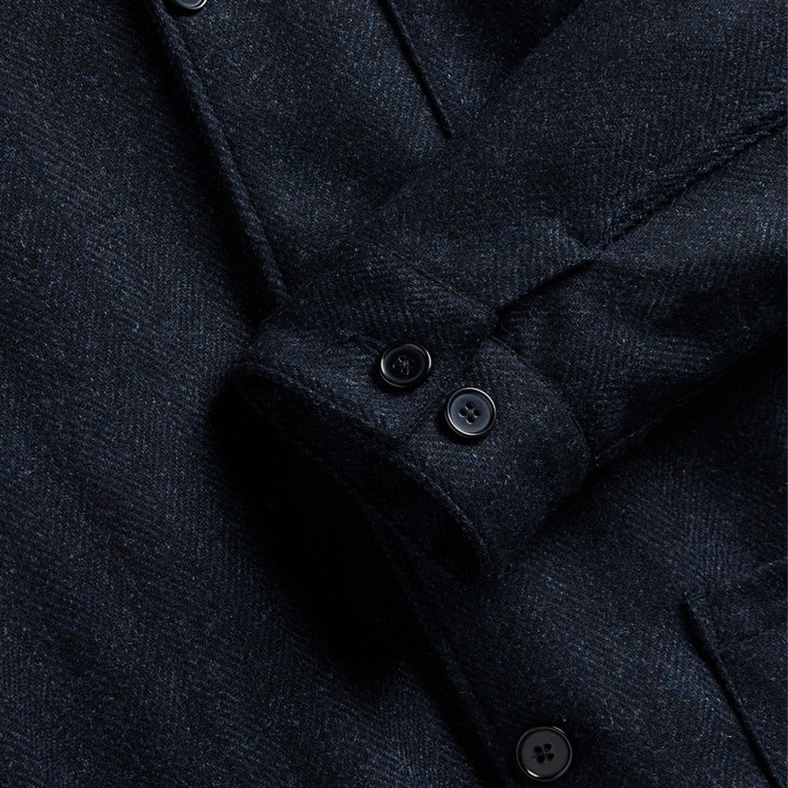 Labura Herringbone Wool Overshirt navy