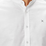 Oxford Mandarin Collar Stretch Shirt white