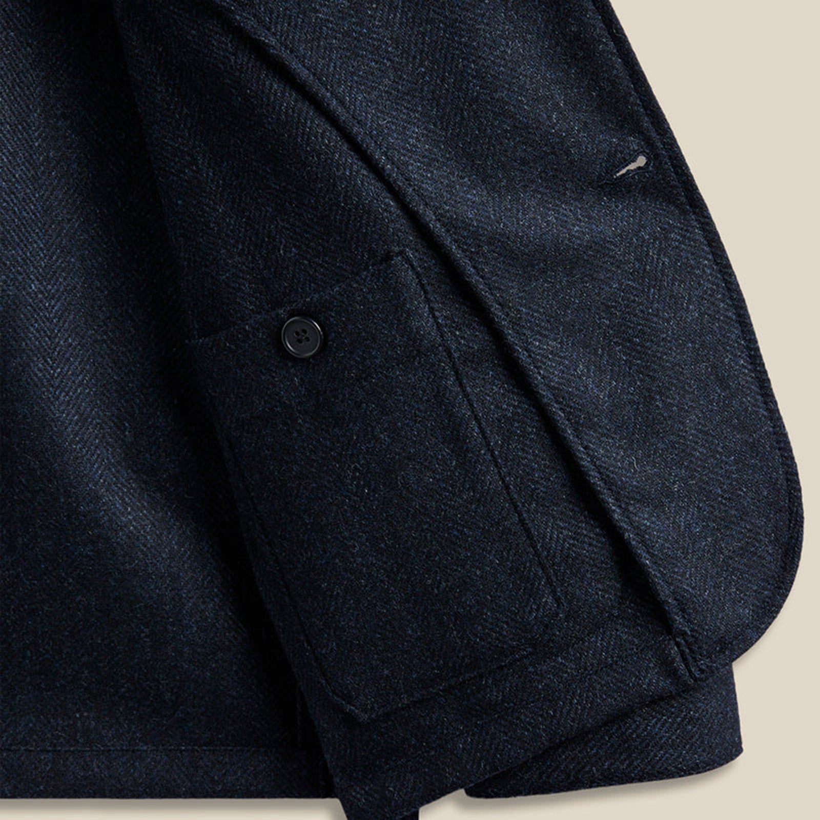 Labura Herringbone Wool Overshirt navy