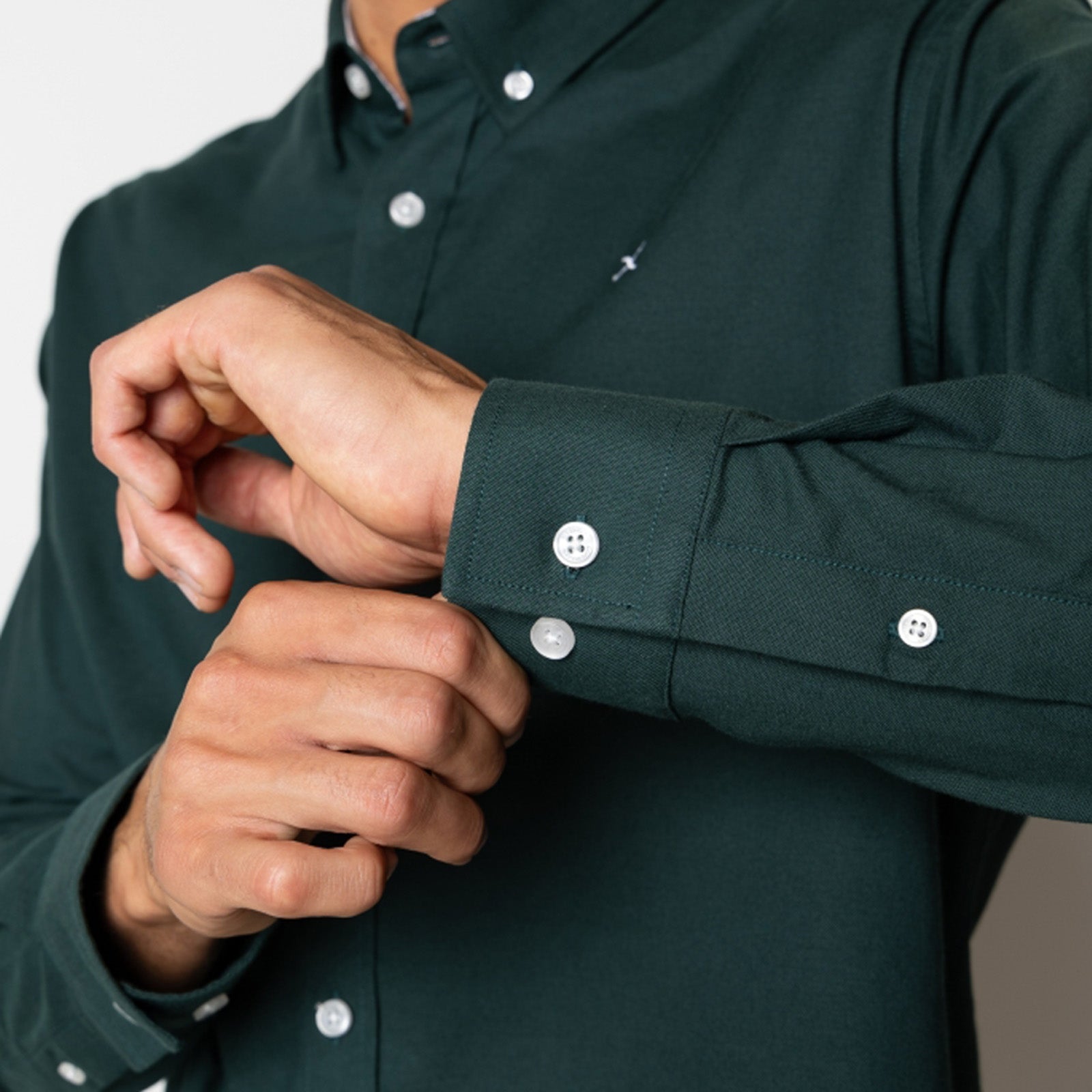 Oxford Stretch Plain Shirt deep green