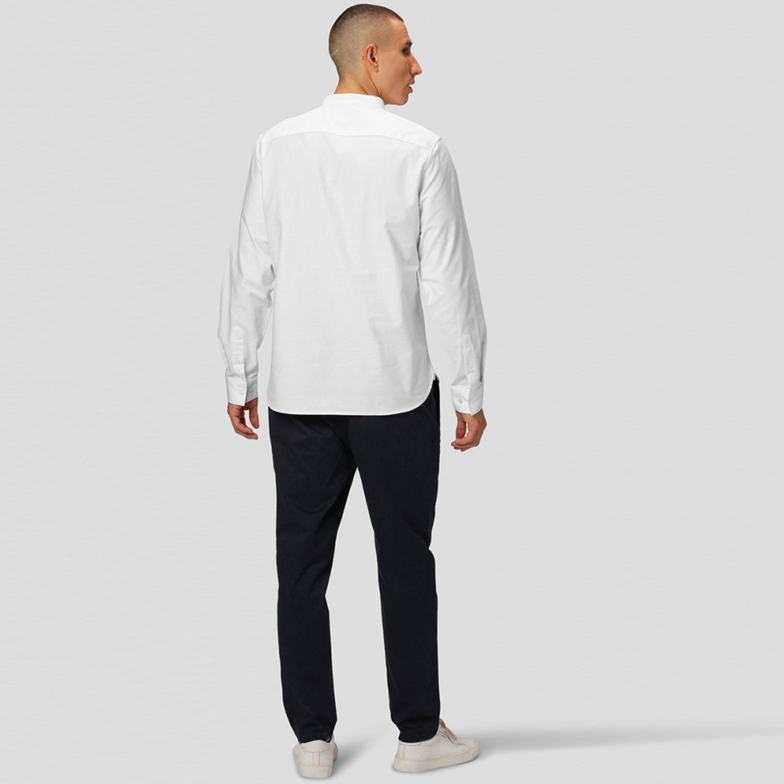 Oxford Mandarin Collar Stretch Shirt white