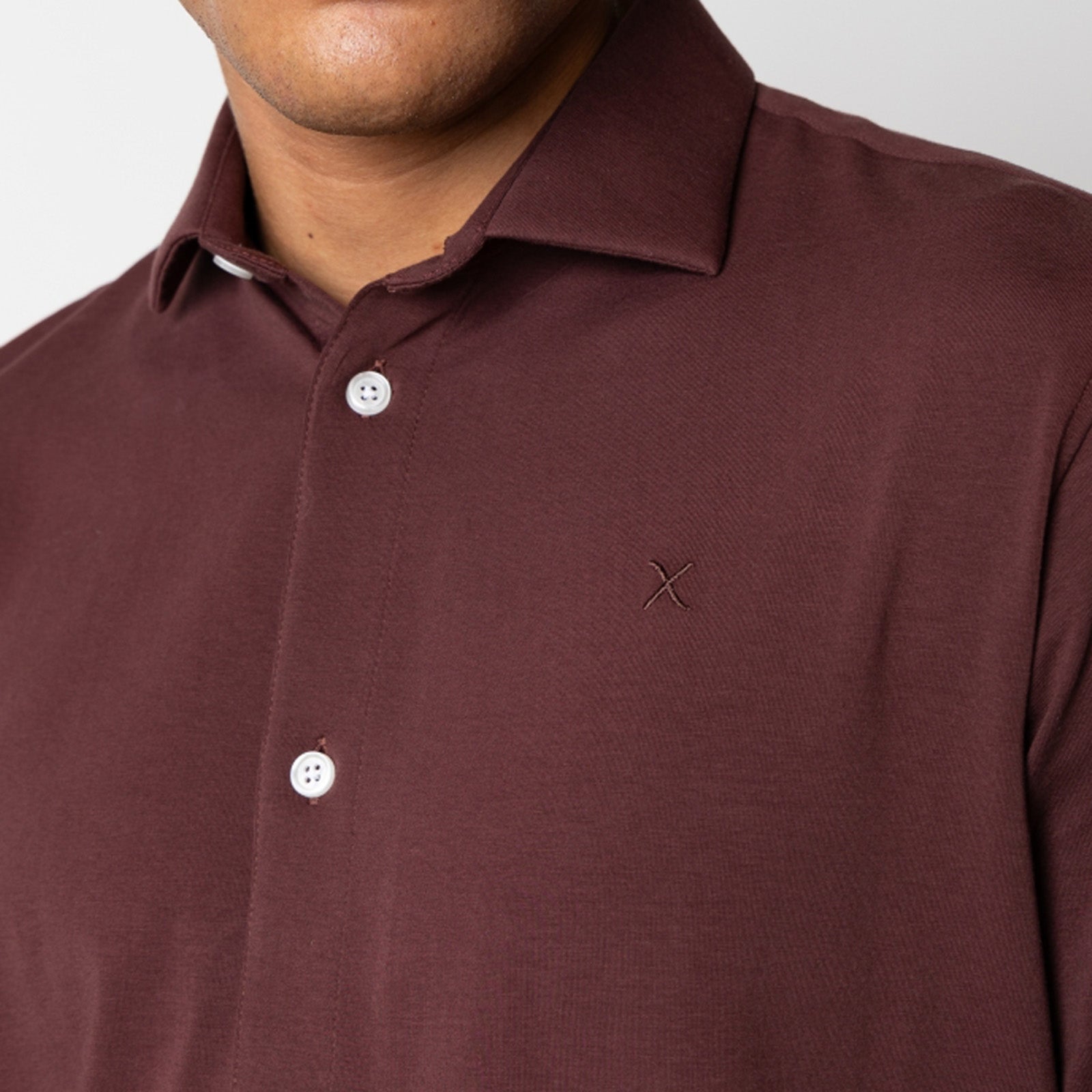 Clean Formal Stretch Shirt dark plum