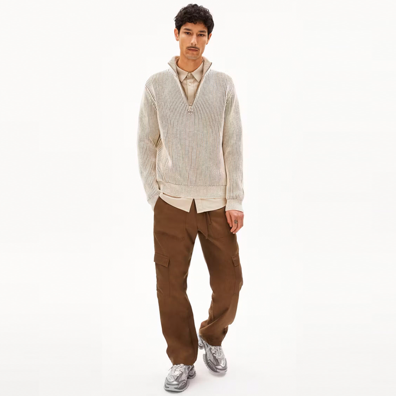 Maatey Half Zip Jumper oatmilk-dried moss