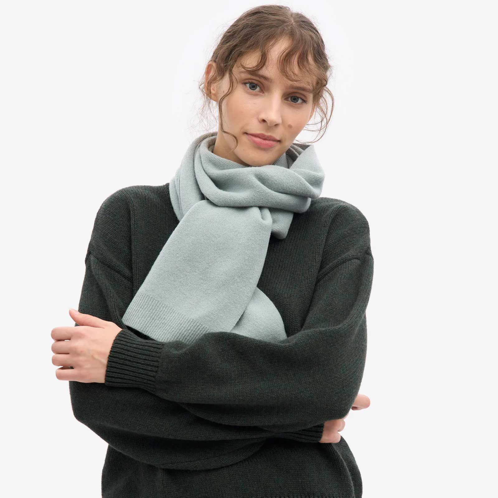Merino Wool Scarf steel blue Colorful Standard