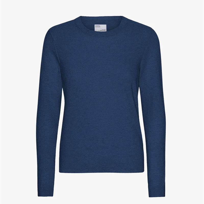 W Light Merino Wool Crew marine blue