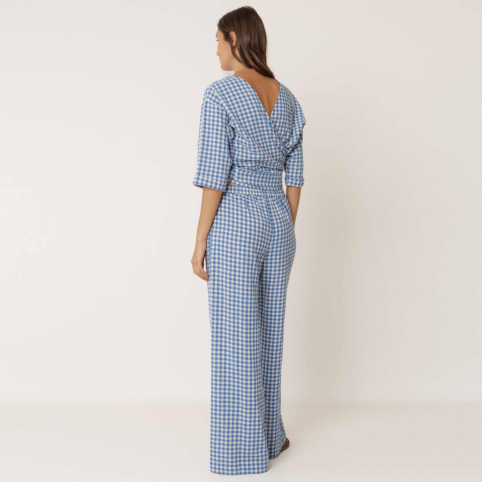 Check Cotton Pants azul britanico INDI&COLD