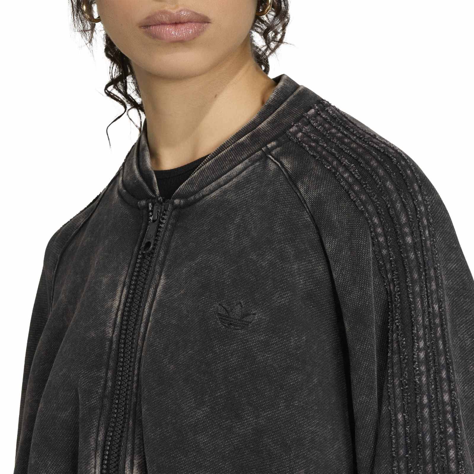 SST Double Layered Cropped Track Top black