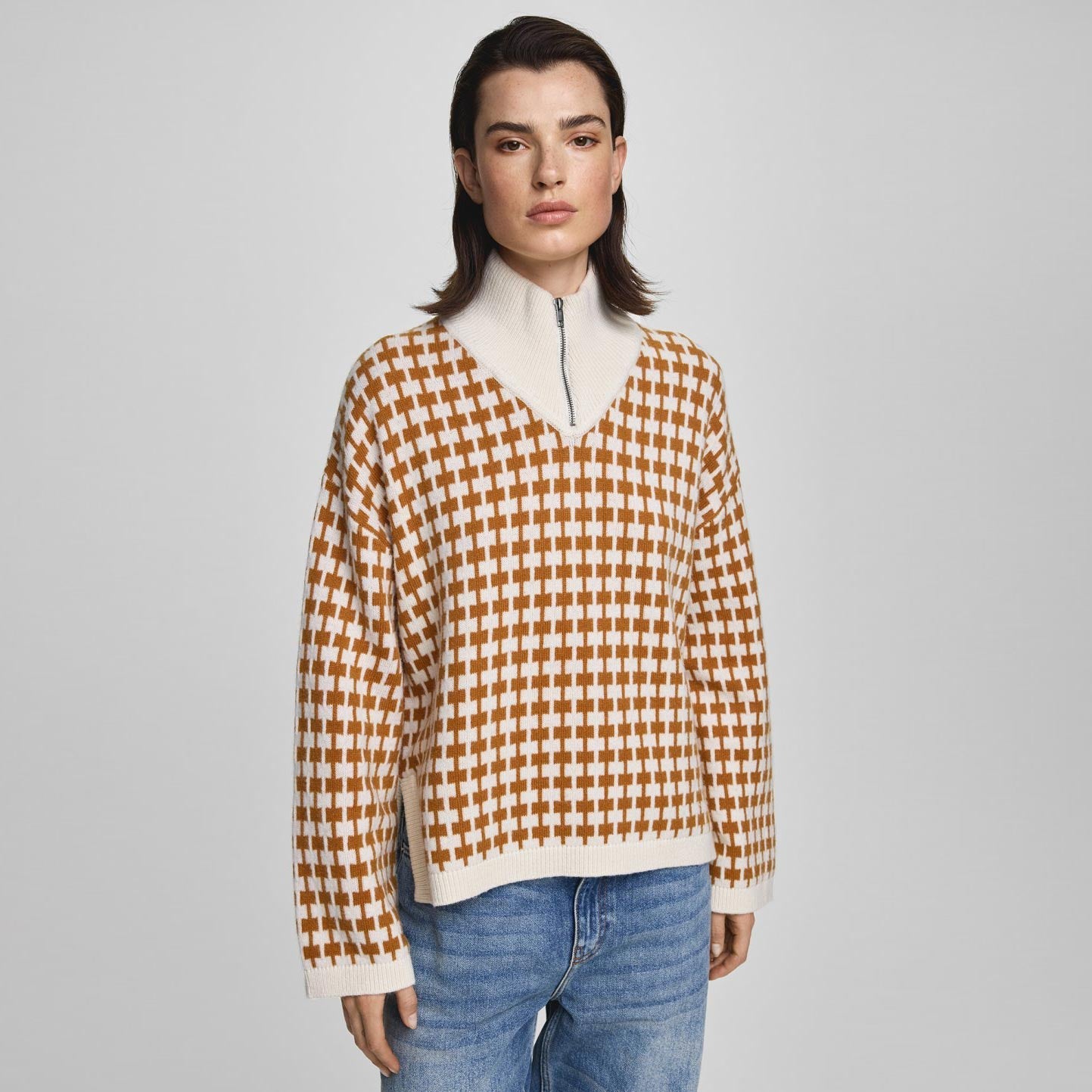 MSCHAmaria Zip Pullover egret/c spice MSCH Copenhagen
