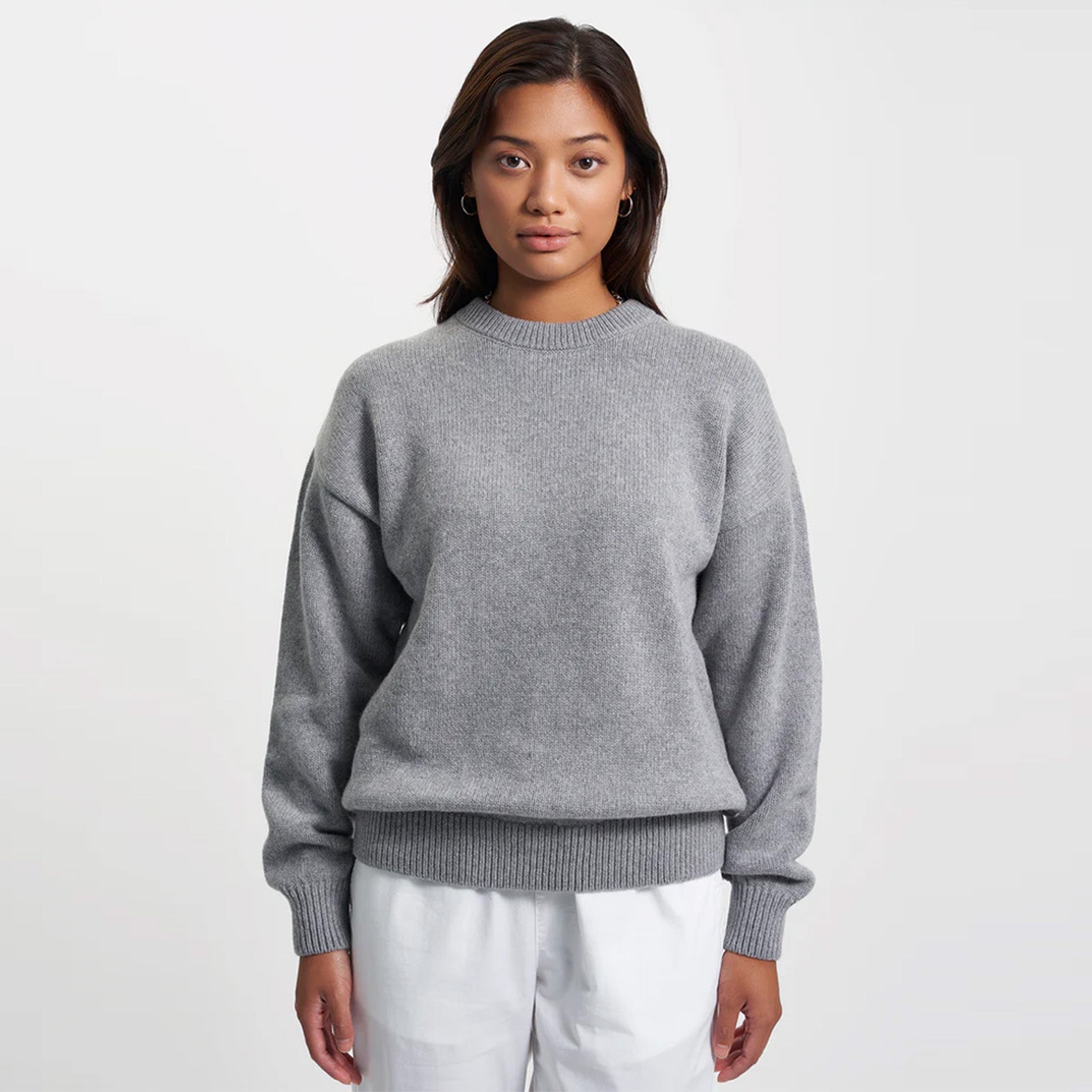 Oversized Merino Wool Crew heather grey