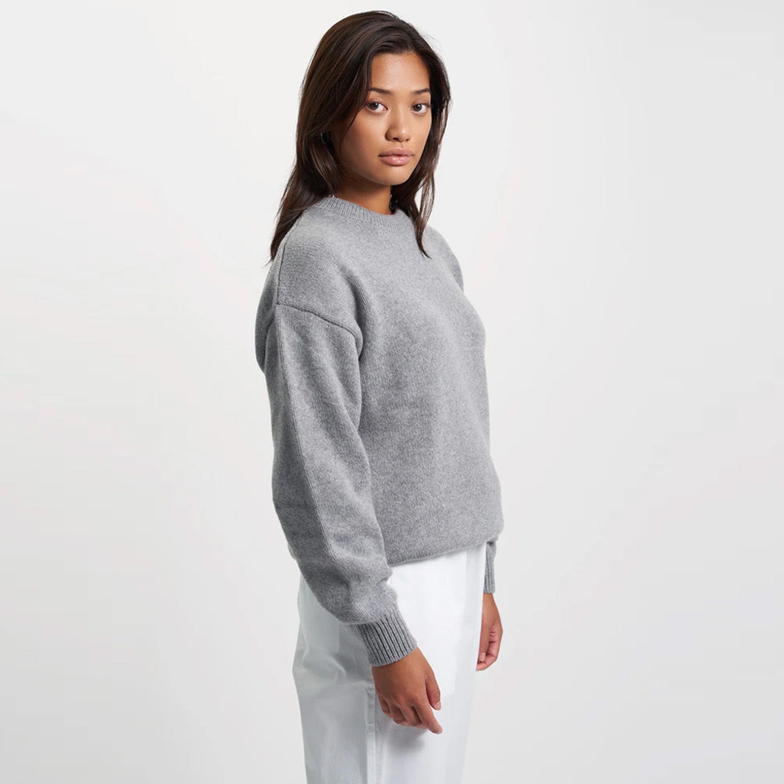 Oversized Merino Wool Crew heather grey