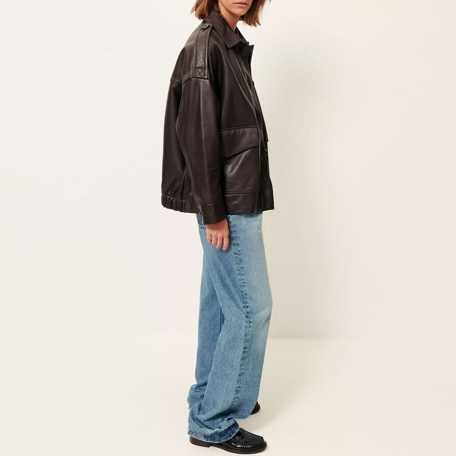 Harriboyd Leather Jacket coffee leather Sessun