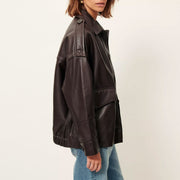 Harriboyd Leather Jacket coffee leather Sessun
