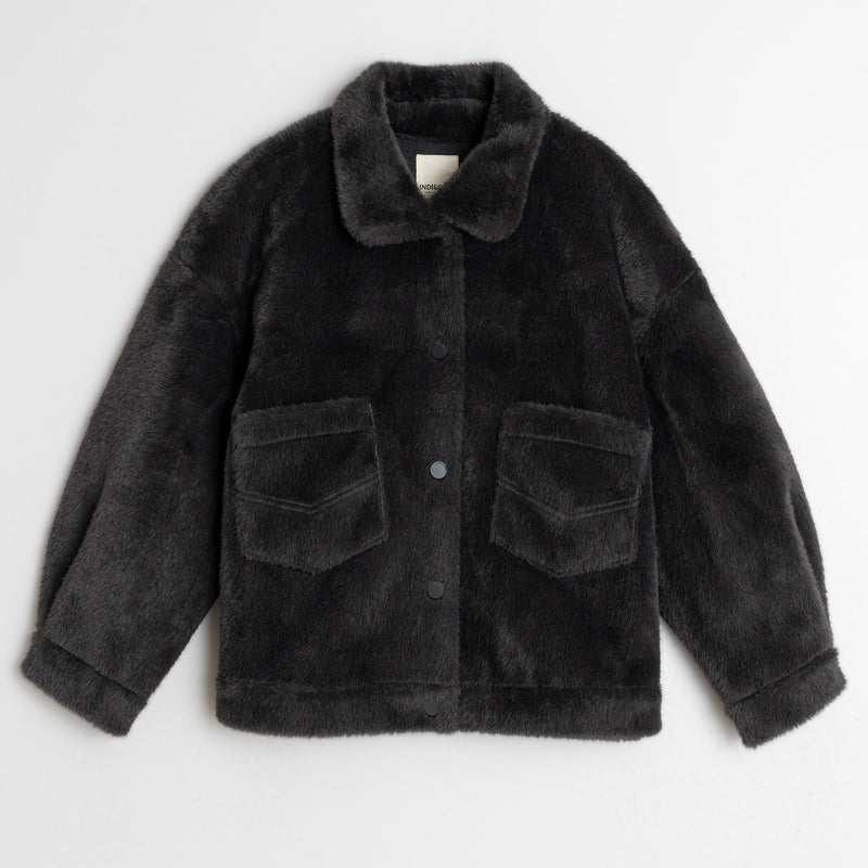 Faux Fur Jacket antracita INDI&COLD