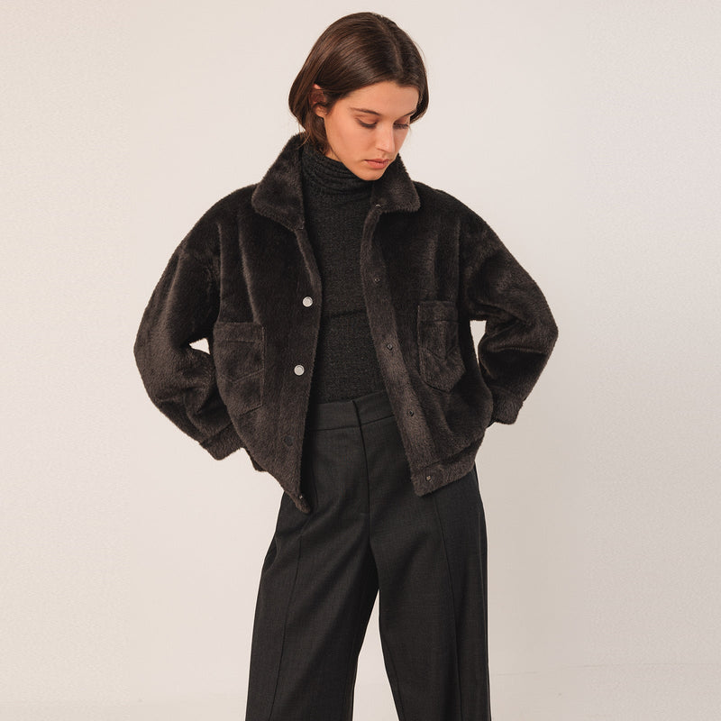 Faux Fur Jacket antracita INDI&COLD