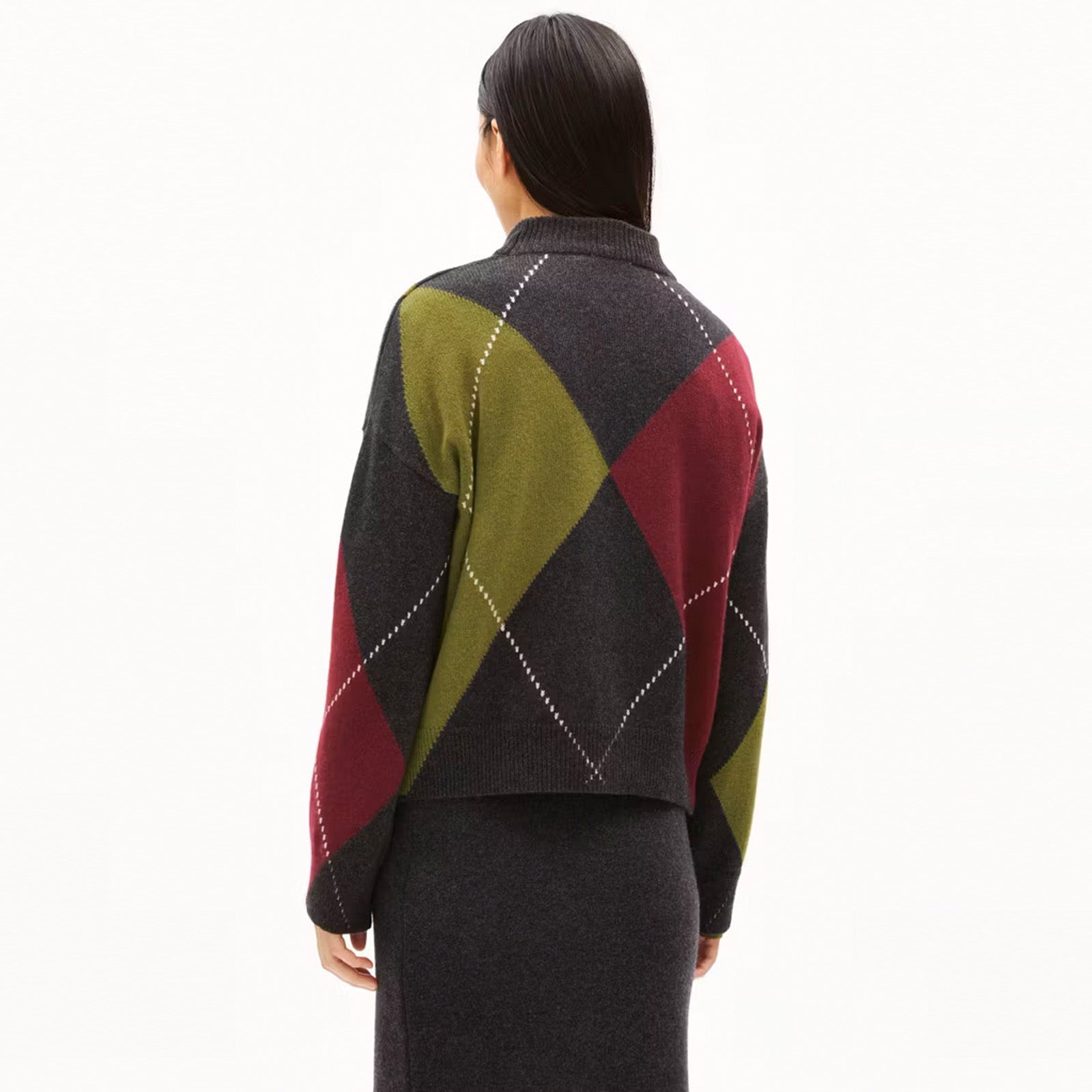 Aaelgias Argyle Jumper steel melange