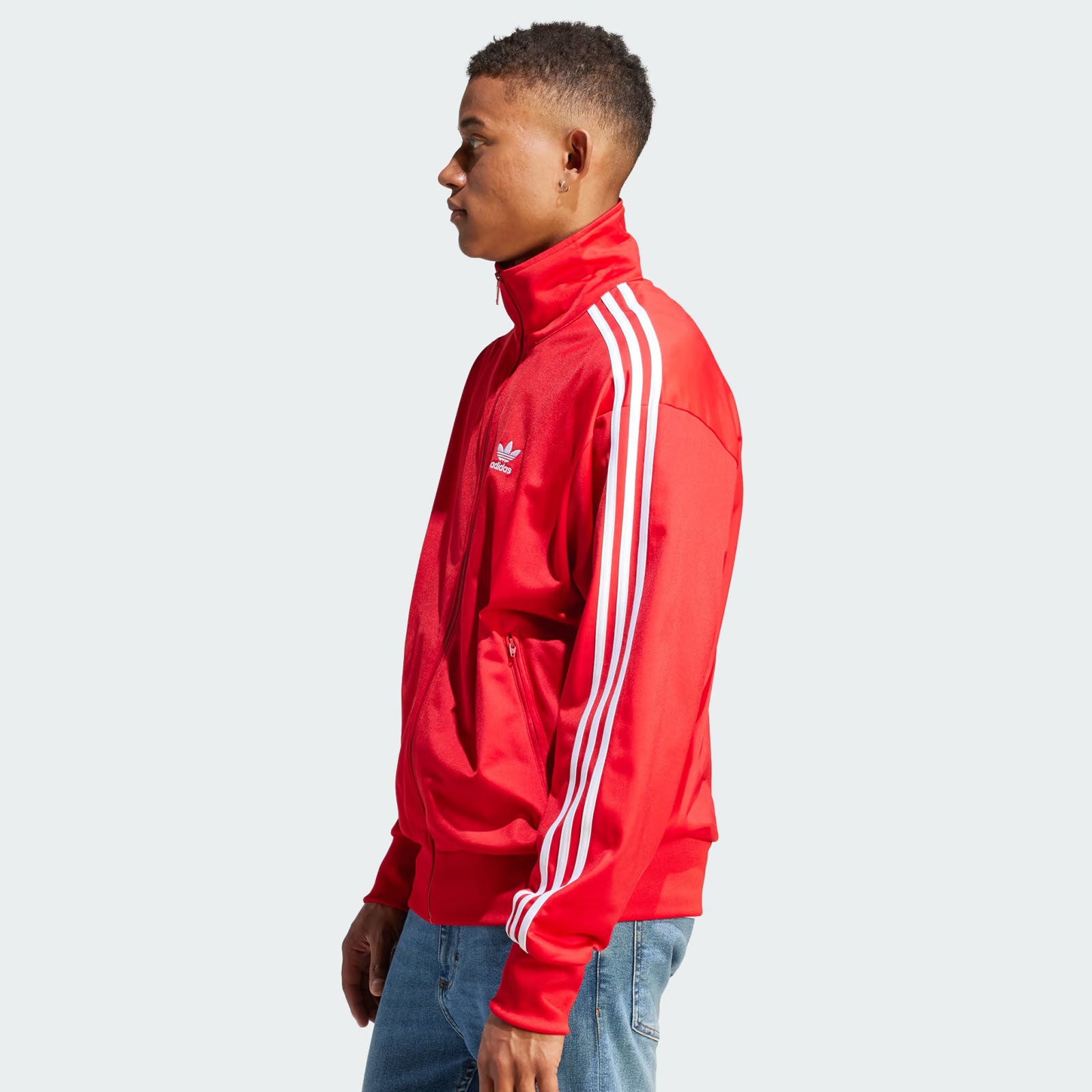 Adidas jacket red and white hotsell