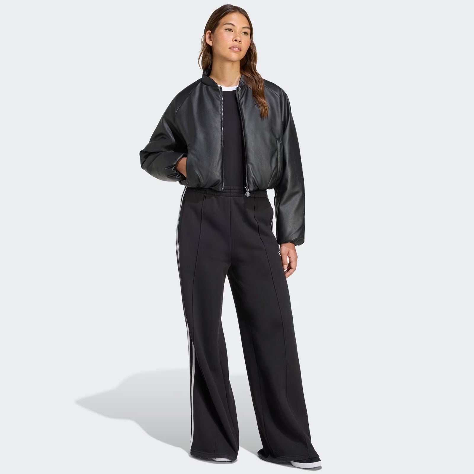 Pleather Bomber Jacket black Adidas