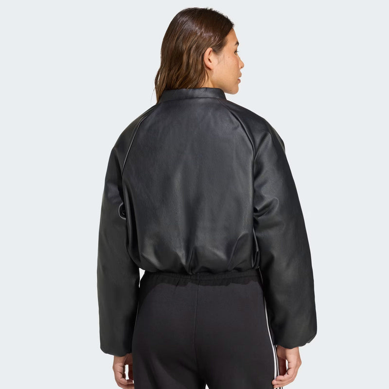 Pleather Bomber Jacket black Adidas