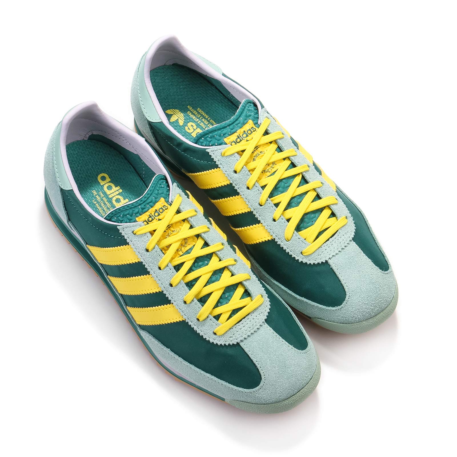 Adidas jeans green and yellow best sale