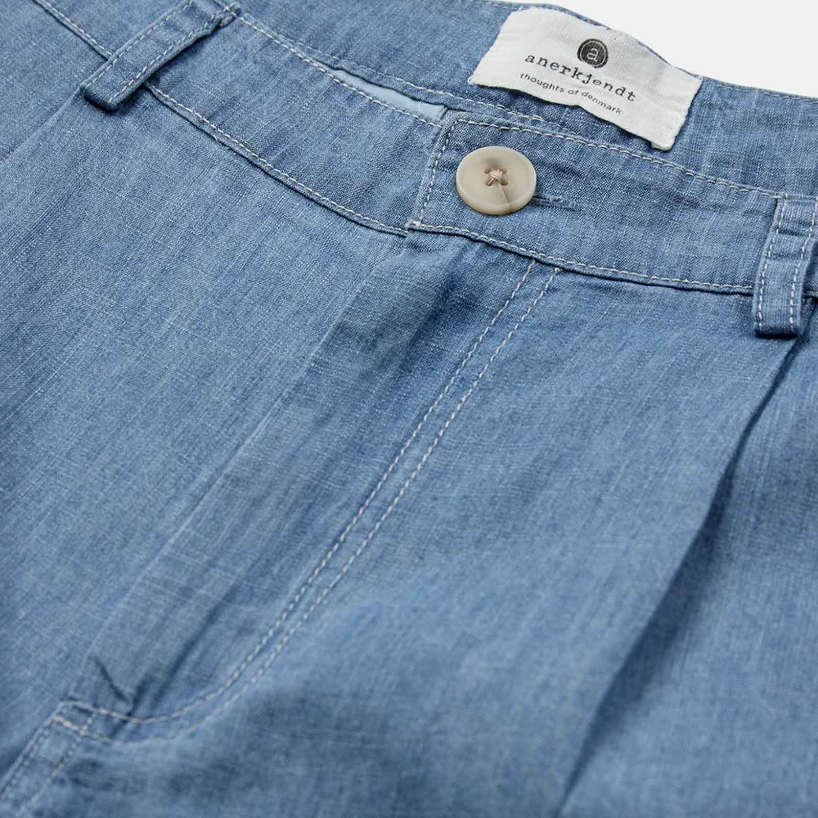Akjan Chambray Shorts medium blue denim Anerkjendt