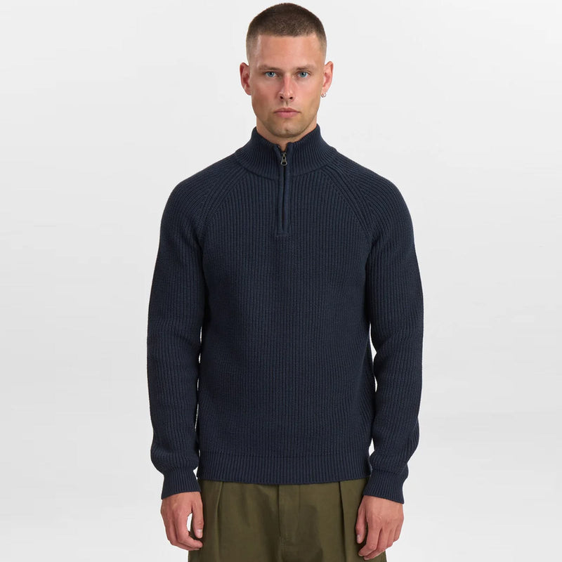 Aksune Patent Half Zip Knit Jumper sky captain Anerkjendt
