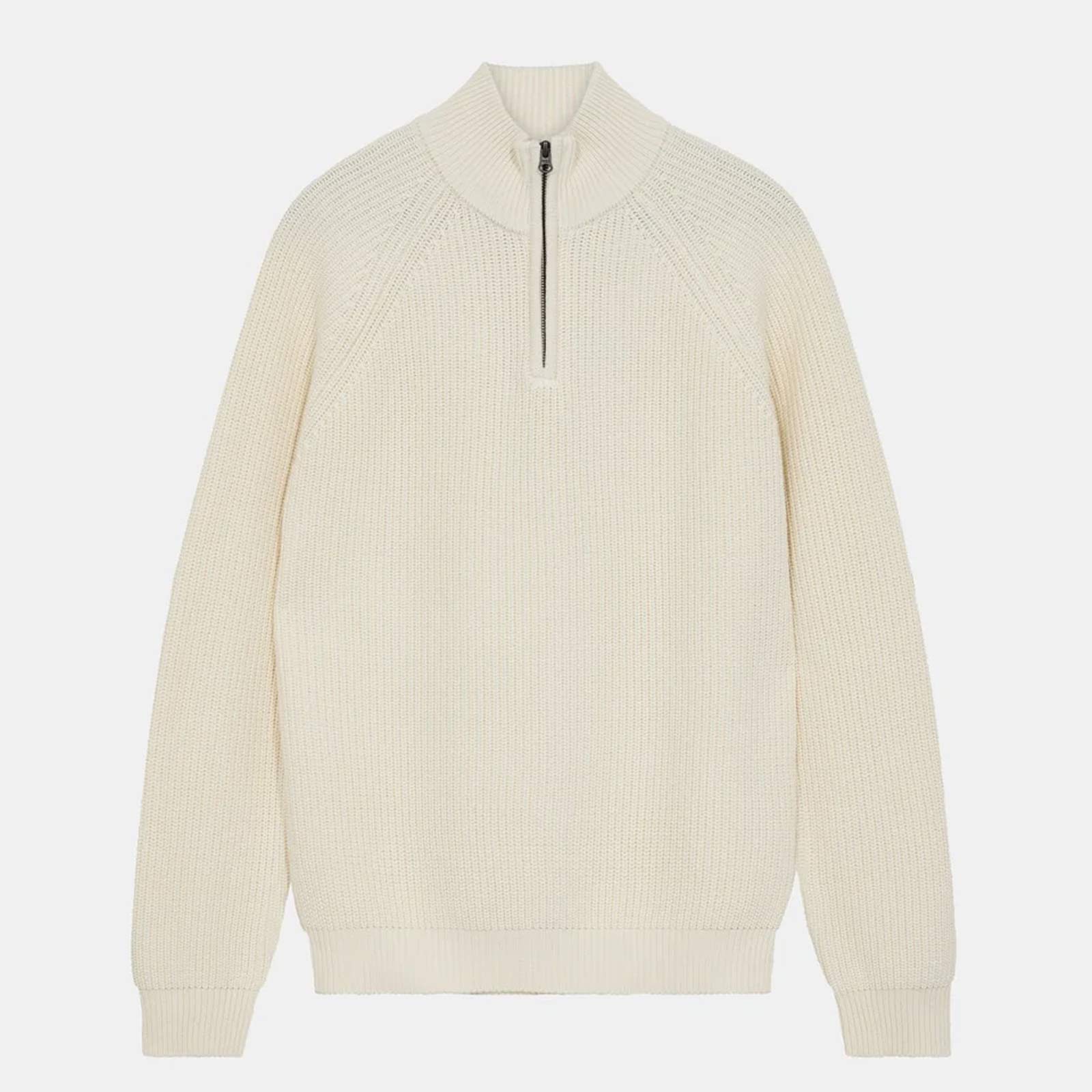 Aksune Patent Half Zip Knit Jumper tofu Anerkjendt