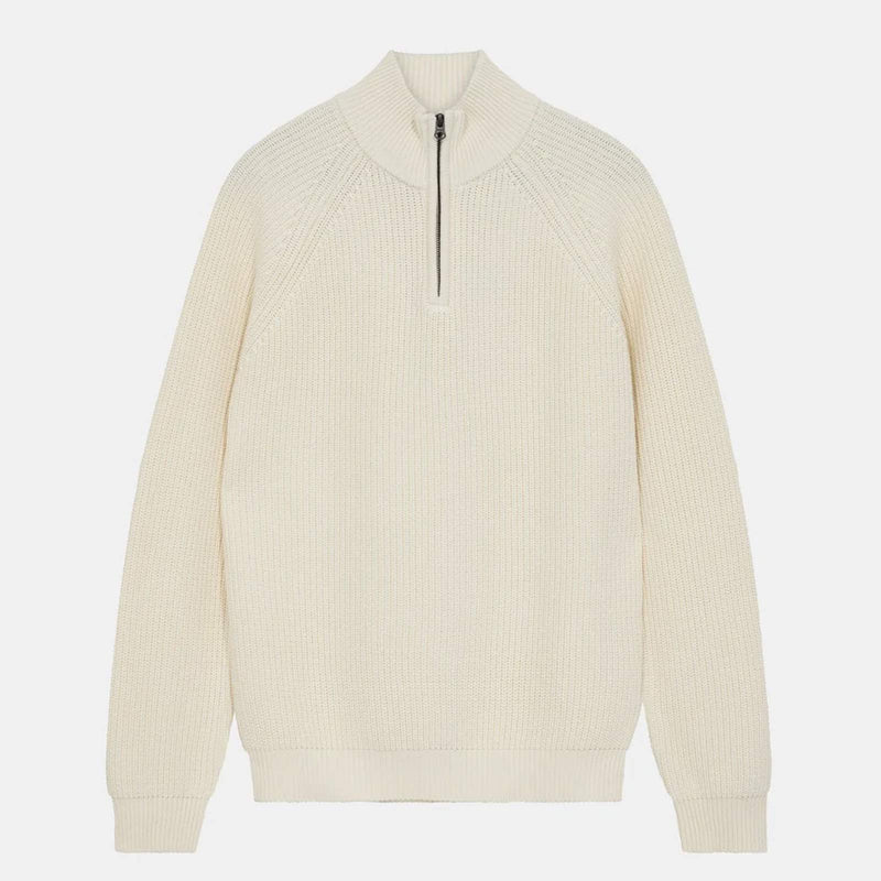 Aksune Patent Half Zip Knit Jumper tofu Anerkjendt