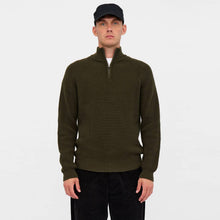 Aksune Patent Half Zip Knit forest night