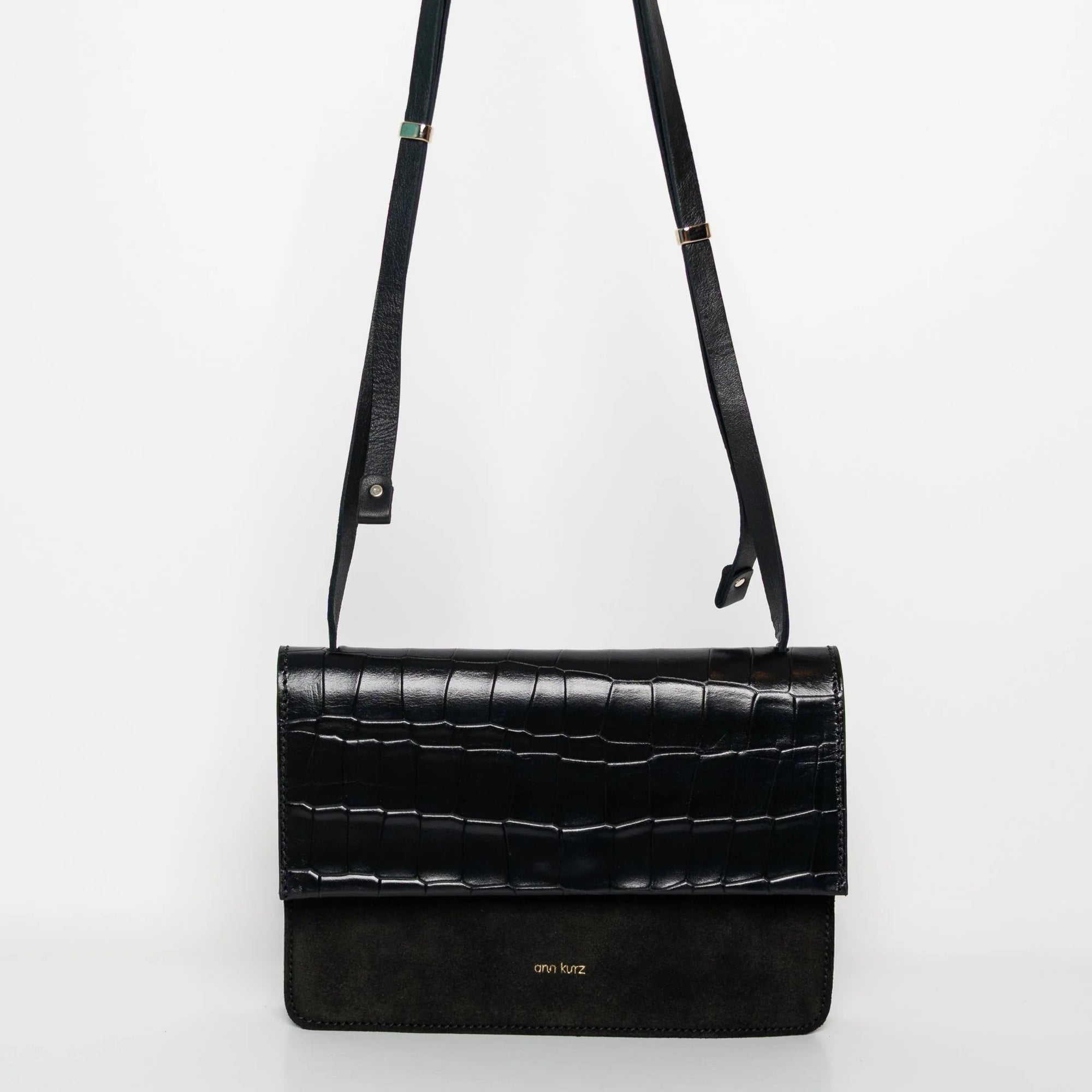 Medium Phone Bag Croco Matt Mix black