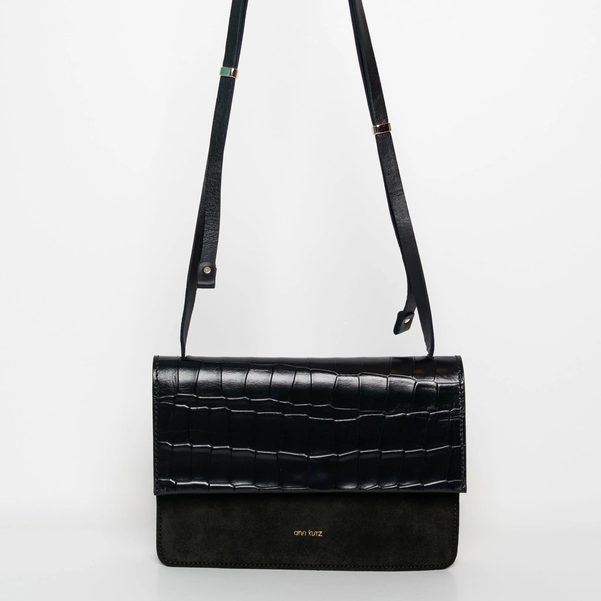 Medium Phone Bag Croco Matt Mix black
