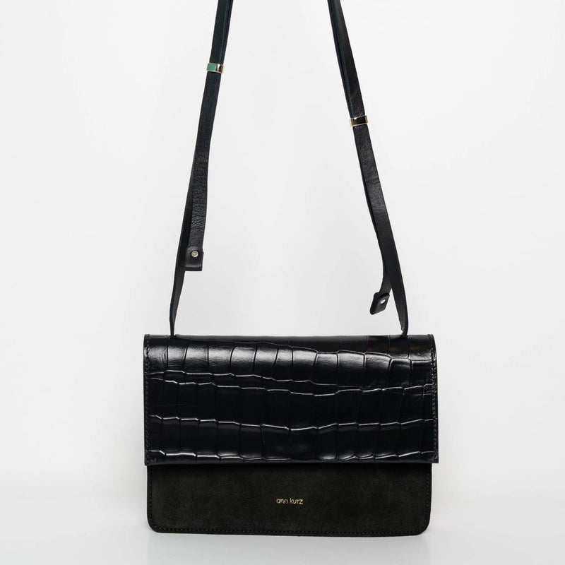 Medium Phone Bag Croco Matt Mix black
