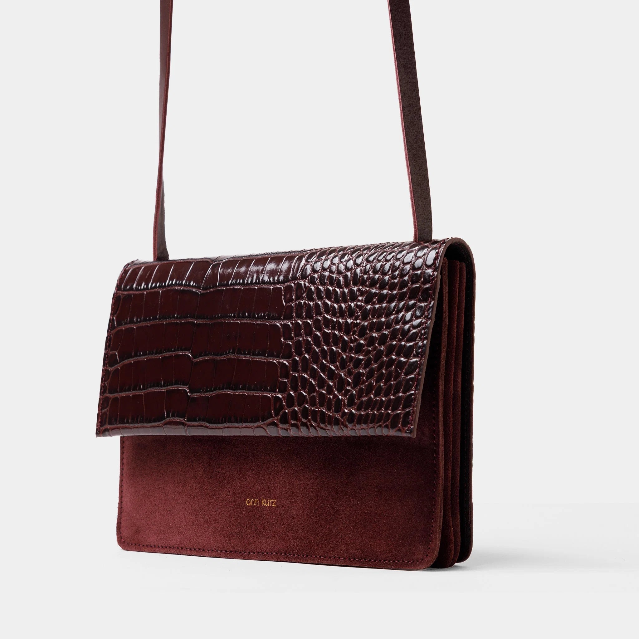 Medium Phone Bag Croco Matt Mix burgundy