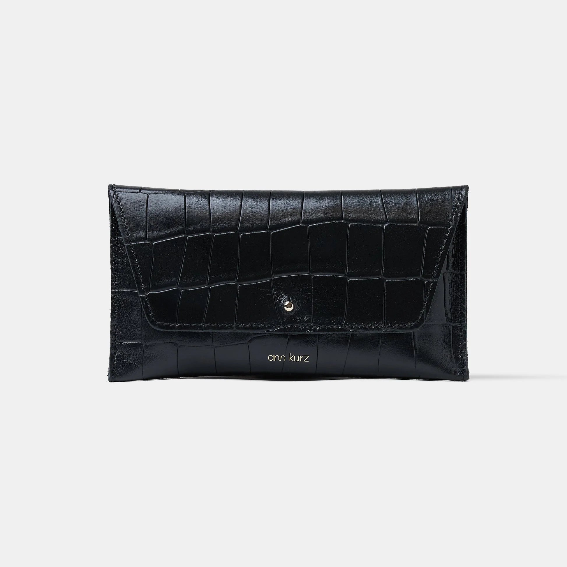 Mini Envelope Wallet Croco Matt black