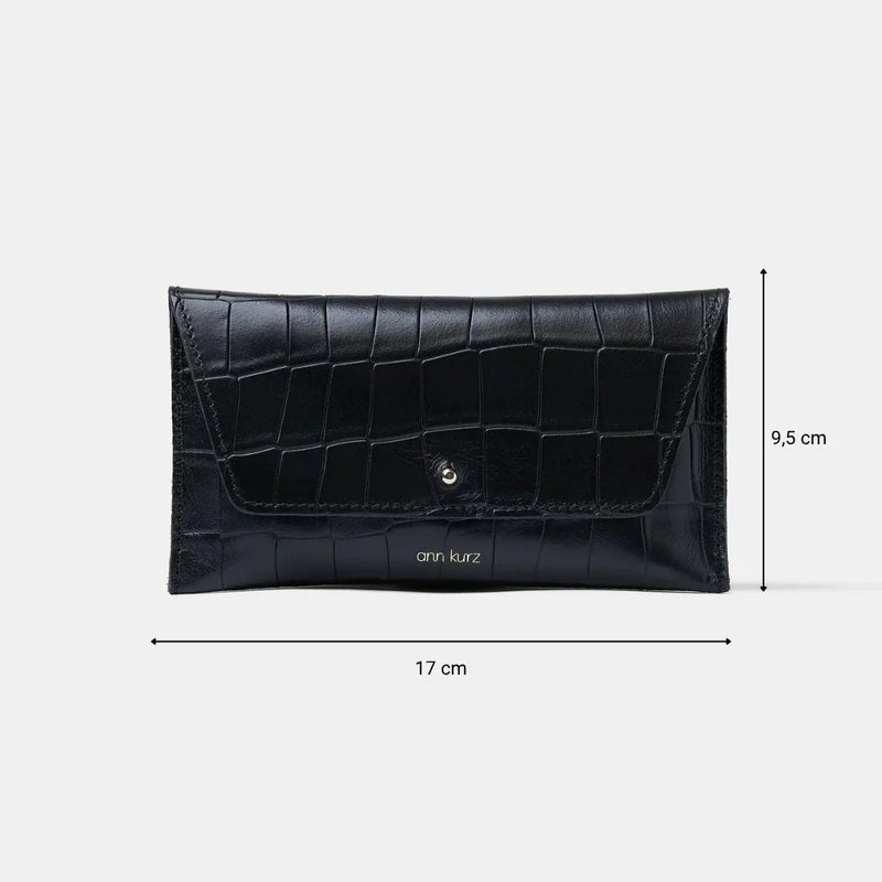 Mini Envelope Wallet Croco Matt black