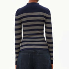 Alaania Striped Knit Sweater tinted navy/golden hay