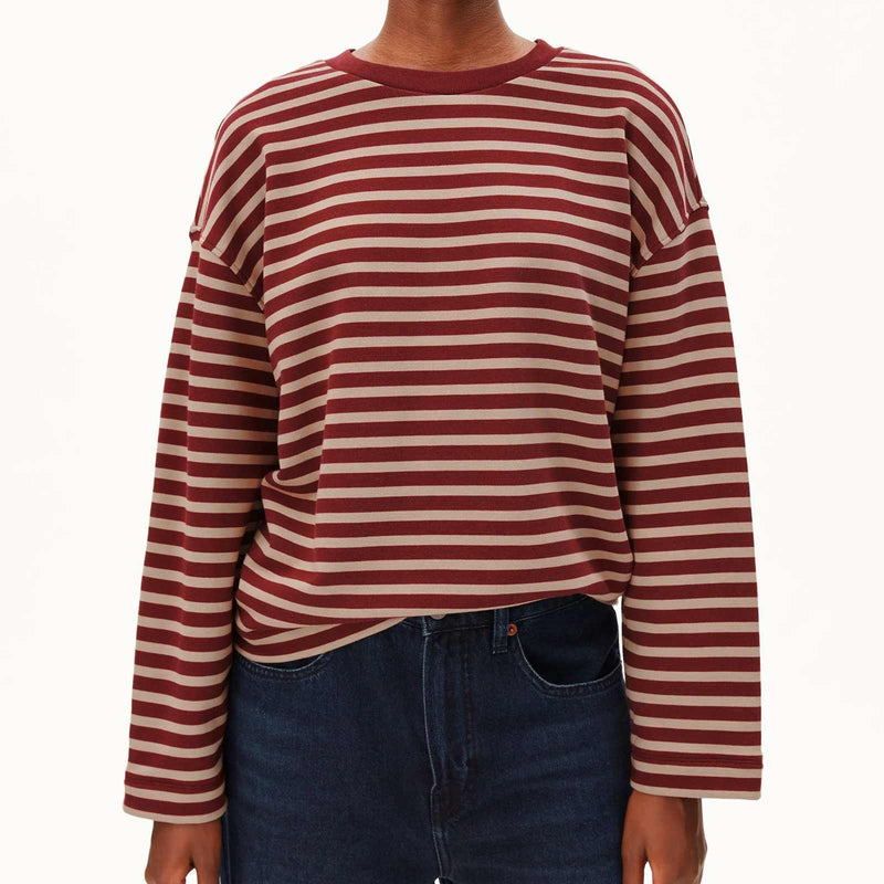 Frankaa Maarlen Stripe Sweatshirt velvet red/honey reed