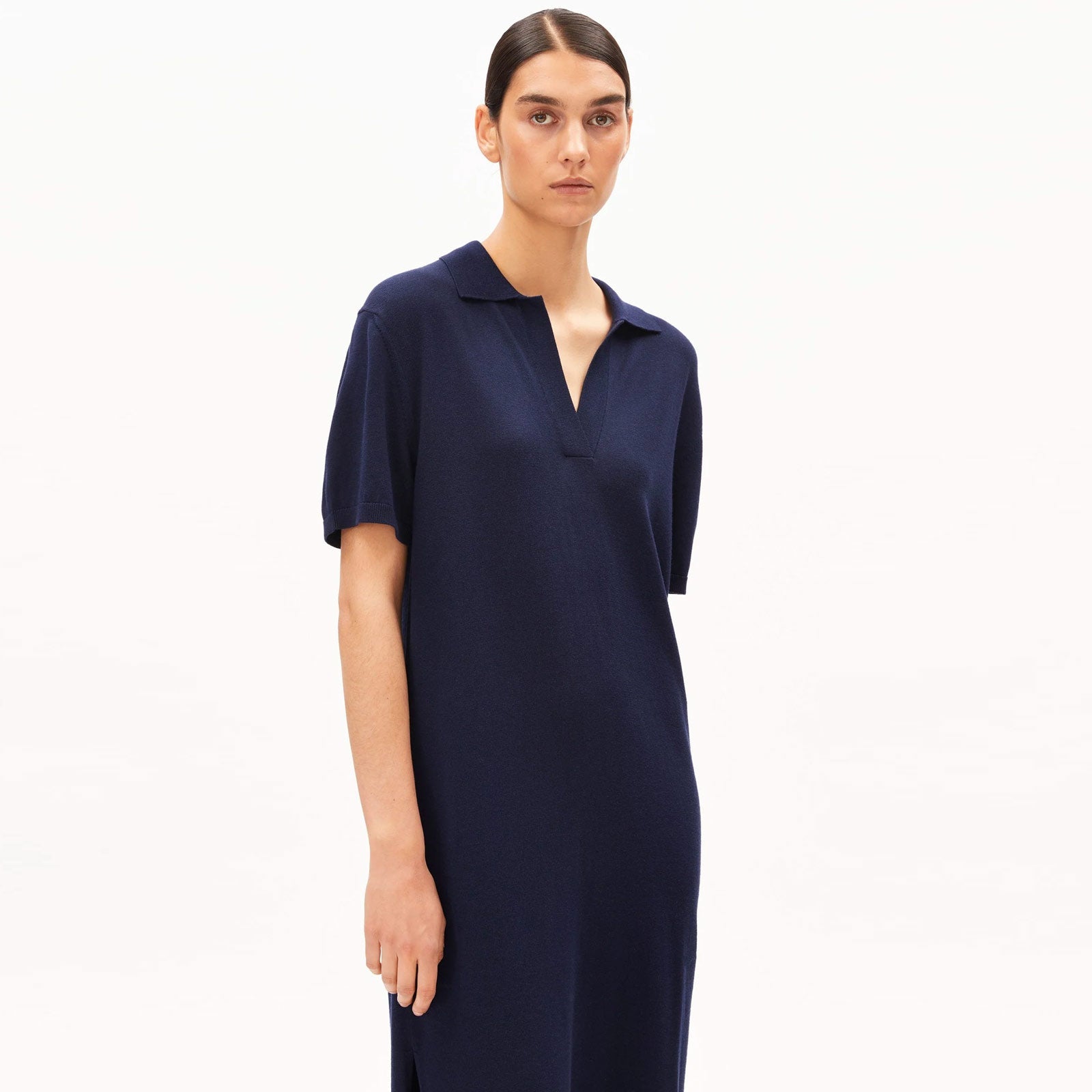 Fine Polo Knit Dress tinted navy Armedangels