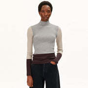 Alaania Patch Knit Sweater silver melange-sandstone